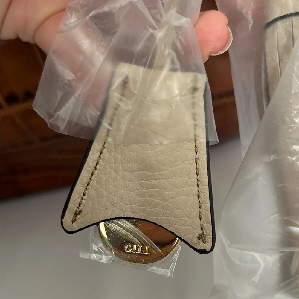 G.I.L.I. Brown Croc-Embossed Tote with Cream Accents